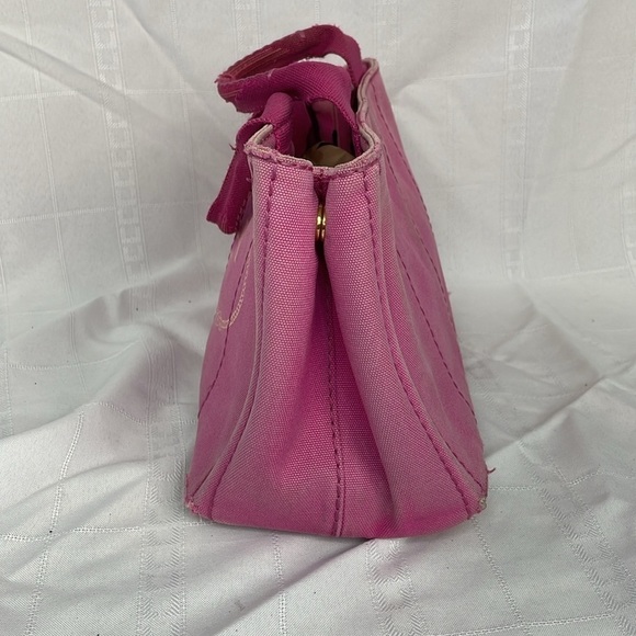Prada Pink Canapa Tote Handbag Designer Logo Spring - Picture 7 of 17